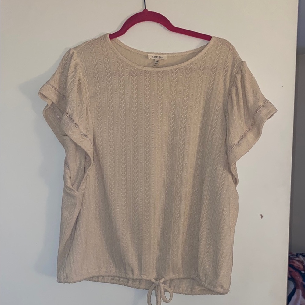 ❤️ 5 for 20.00 Cream Relaxed Flutter Sleeve Blouse with Tie Front